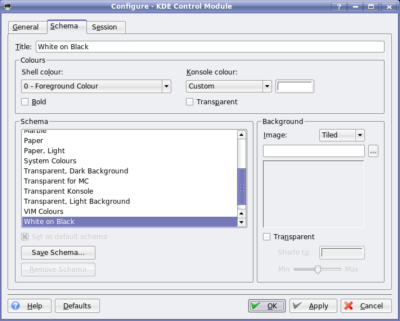Konsole's schema configuration, KDE version 3.5.6