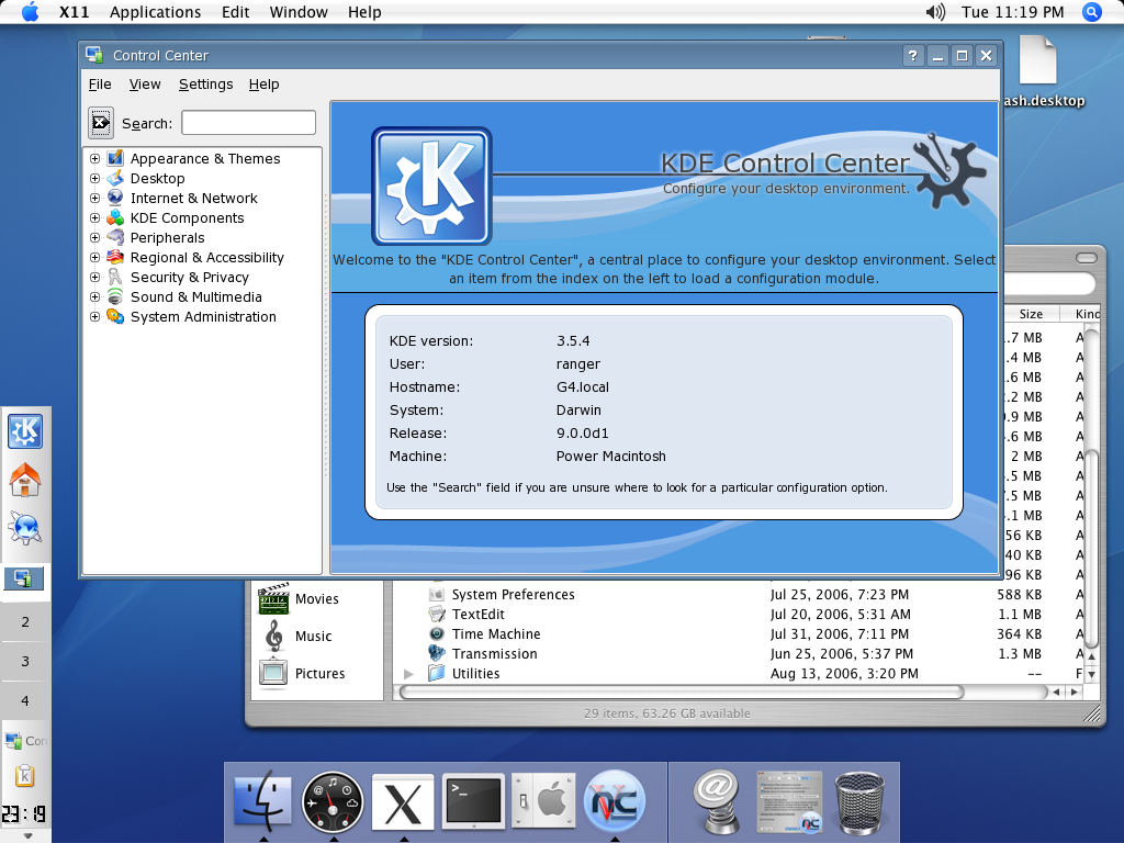 KDE 3.5.4 on Qt/X11 for Mac